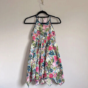 Tommy Bahama girls handkerchief dress flamingo hibiscus size 7